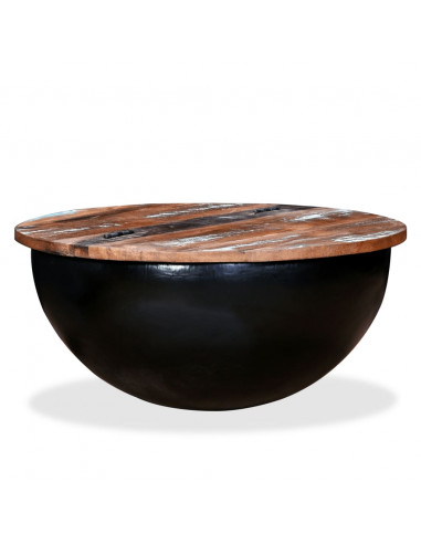 Tavolino da Caffè a Forma di Coppa in Massello Anticato Nero
