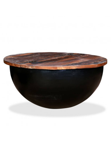 Tavolino da Caffè a Forma di Coppa in Massello Anticato Nero