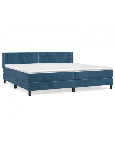 Giroletto a Molle con Materasso Blu Scuro 200x200 cm in Velluto