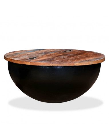 Tavolino da Caffè a Forma di Coppa in Massello Anticato Nero