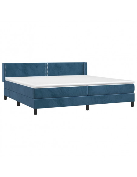 Giroletto a Molle con Materasso Blu Scuro 200x200 cm in Velluto