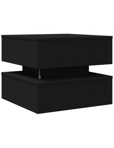 Tavolino da Salotto con Luci LED Nero 50x50x40 cm