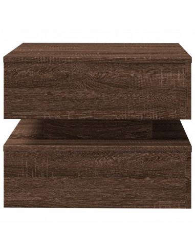 Tavolino da Salotto con Luci LED Rovere Marrone 50x50x40 cm