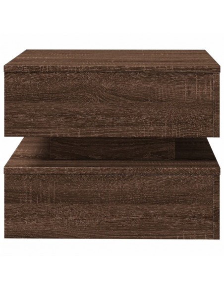 Tavolino da Salotto con Luci LED Rovere Marrone 50x50x40 cm