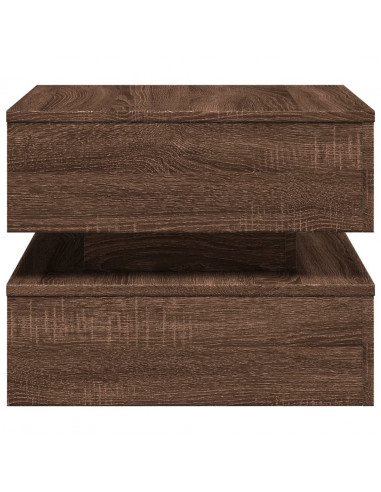 Tavolino da Salotto con Luci LED Rovere Marrone 50x50x40 cm