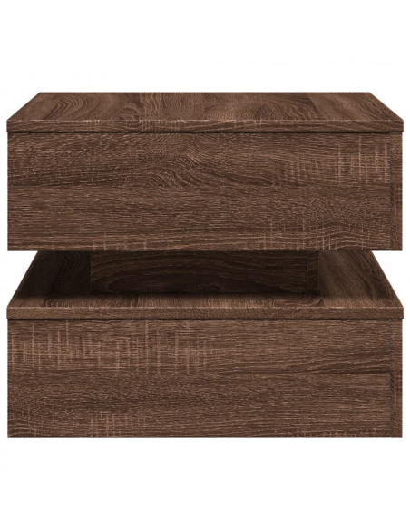 Tavolino da Salotto con Luci LED Rovere Marrone 50x50x40 cm