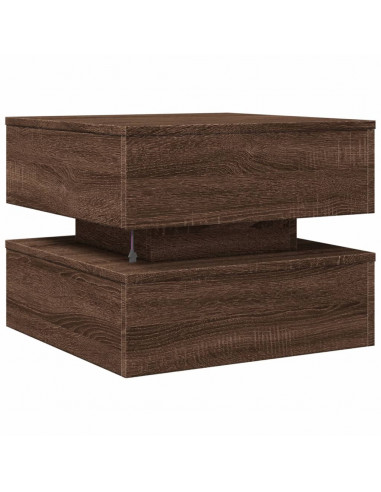 Tavolino da Salotto con Luci LED Rovere Marrone 50x50x40 cm