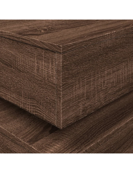 Tavolino da Salotto con Luci LED Rovere Marrone 50x50x40 cm