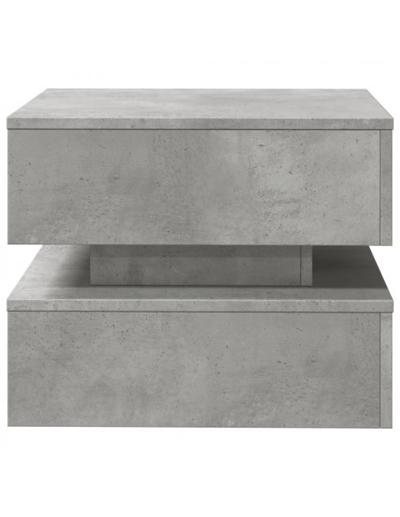Tavolino da Salotto con Luci LED Grigio Cemento 50x50x40 cm