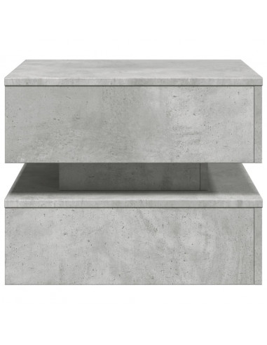 Tavolino da Salotto con Luci LED Grigio Cemento 50x50x40 cm