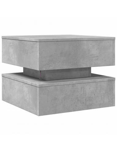 Tavolino da Salotto con Luci LED Grigio Cemento 50x50x40 cm