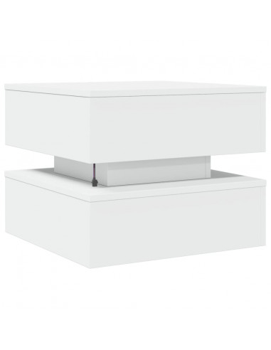 Tavolino da Salotto con Luci LED Bianco 50x50x40 cm
