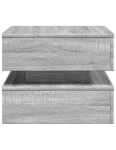 Tavolino da Salotto con Luci LED Grigio Sonoma 50x50x40 cm