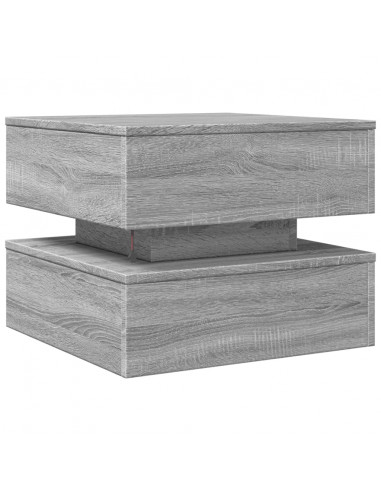 Tavolino da Salotto con Luci LED Grigio Sonoma 50x50x40 cm