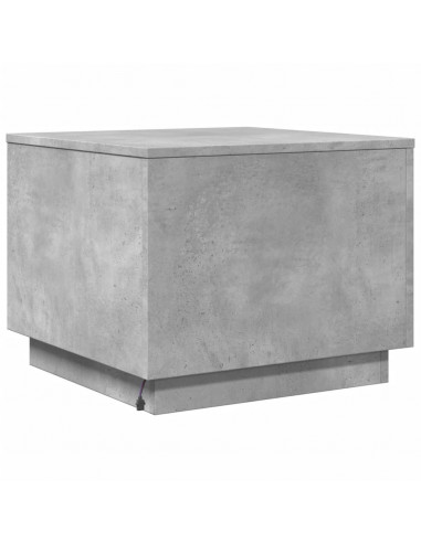 Tavolino da Salotto con Luci LED Grigio Cemento 50x50x40 cm