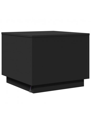 Tavolino da Salotto con Luci LED Nero 50x50x40 cm