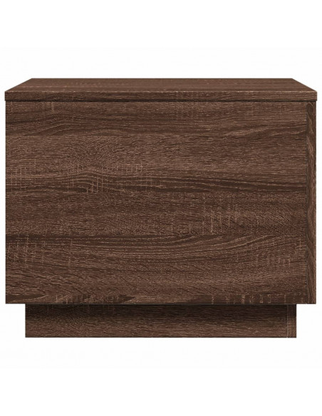 Tavolino da Salotto con Luci LED Rovere Marrone 50x50x40 cm