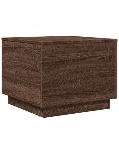 Tavolino da Salotto con Luci LED Rovere Marrone 50x50x40 cm