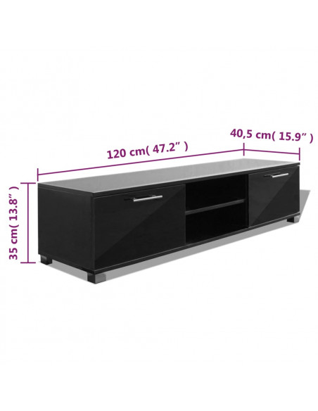 Mobile Porta TV Nero Lucido 120x40,5x35 cm