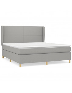 Giroletto a Molle con Materasso Grigio Chiaro180x200 cm Tessuto 2