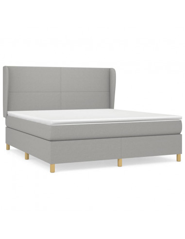 Giroletto a Molle con Materasso Grigio Chiaro180x200 cm Tessuto