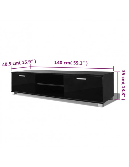 Mobile Porta TV Nero Lucido 140x40,5x35 cm