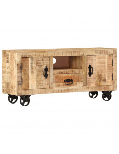 Mobile Porta TV in Legno Grezzo di Mango 110x30x50 cm 2