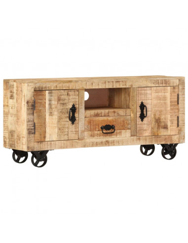 Mobile Porta TV in Legno Grezzo di Mango 110x30x50 cm