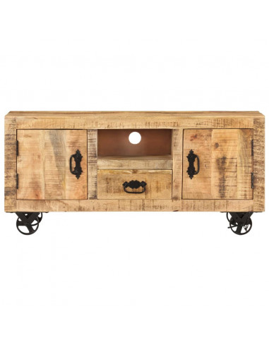 Mobile Porta TV in Legno Grezzo di Mango 110x30x50 cm