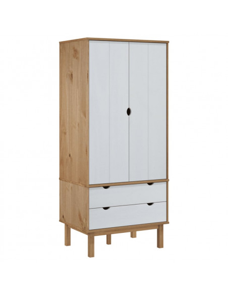 Armadio OTTA Marrone e Bianco 76,5x53x172 cm in Legno di Pino