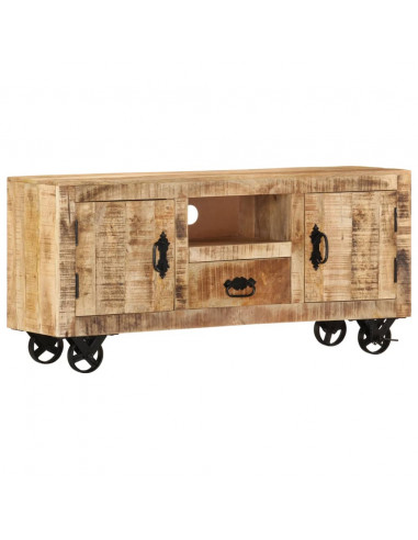 Mobile Porta TV in Legno Grezzo di Mango 110x30x50 cm