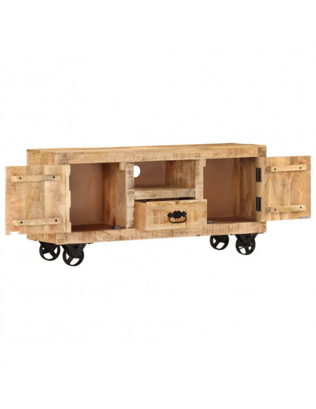 Mobile Porta TV in Legno Grezzo di Mango 110x30x50 cm