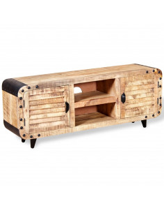 Mobile Porta TV in Legno Grezzo di Mango 120x30x50 cm 2