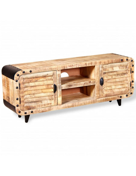 Mobile Porta TV in Legno Grezzo di Mango 120x30x50 cm