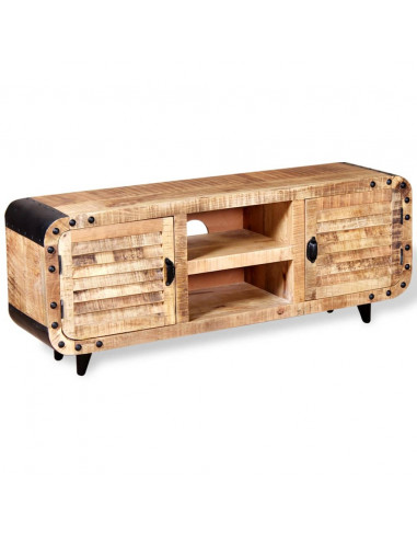 Mobile Porta TV in Legno Grezzo di Mango 120x30x50 cm