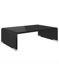 Mobile/Rialzo Porta TV in Vetro Nero 40x25x11 cm 2