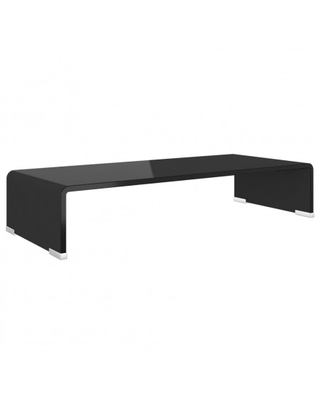 Mobile/Rialzo Porta TV in Vetro Nero 60x25x11 cm