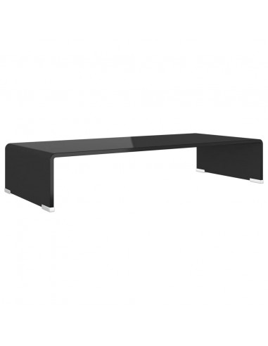 Mobile/Rialzo Porta TV in Vetro Nero 70x30x13 cm