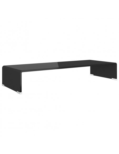 Mobile/Rialzo Porta TV in Vetro Nero 80x30x13 cm