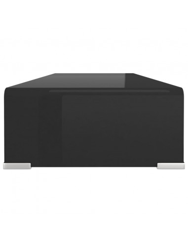 Mobile/Rialzo Porta TV in Vetro Nero 80x30x13 cm