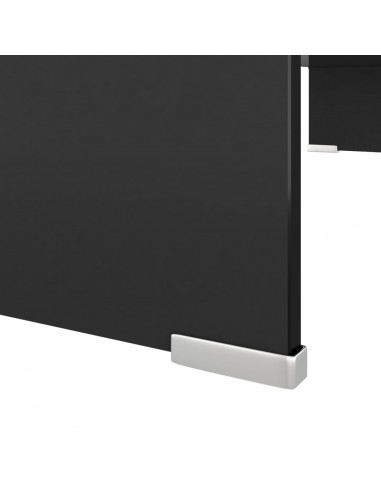 Mobile/Rialzo Porta TV in Vetro Nero 80x30x13 cm