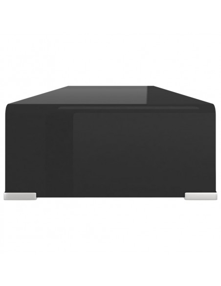 Mobile/Rialzo Porta TV in Vetro Nero 90x30x13 cm