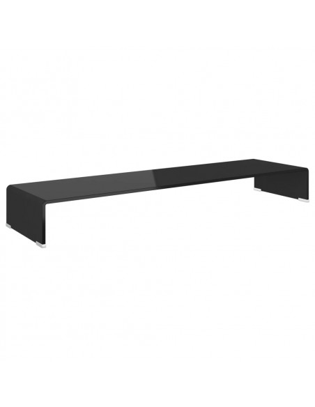 Mobile/Rialzo Porta TV in Vetro Nero 110x30x13 cm