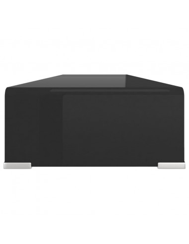 Mobile/Rialzo Porta TV in Vetro Nero 110x30x13 cm