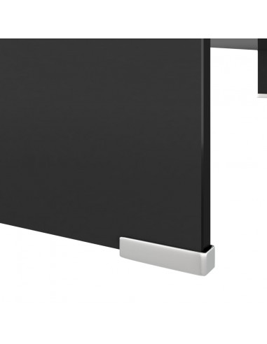 Mobile/Rialzo Porta TV in Vetro Nero 110x30x13 cm
