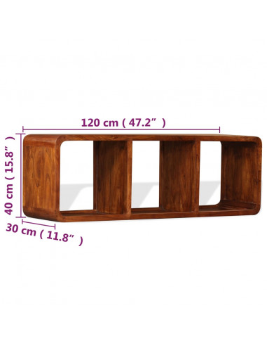 Mobile TV in Legno Massello con Finitura Ambra 120x30x40 cm