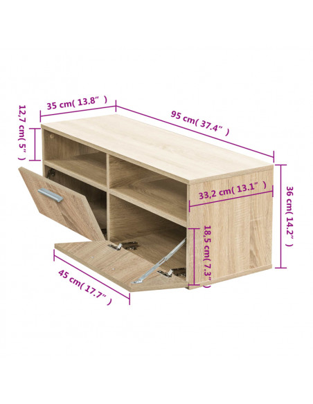 Mobile Porta TV in Legno Multistrato 95x35x36 cm Rovere