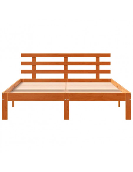 Giroletto con Testiera Marrone Cera 140x190 cm Massello Pino