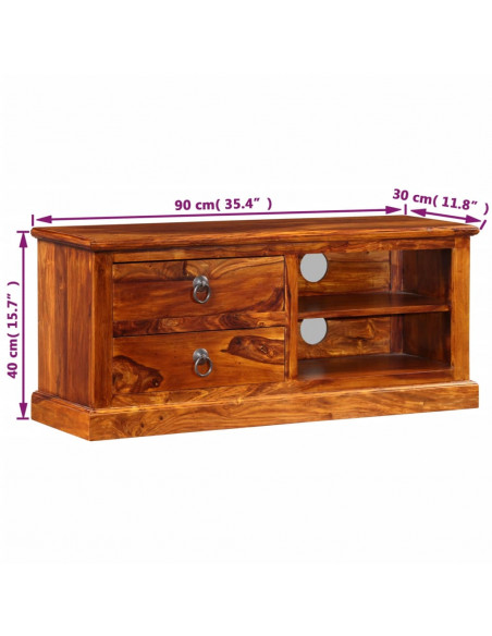 Mobile Porta TV in Legno Massello di Sheesham 90x30x40 cm