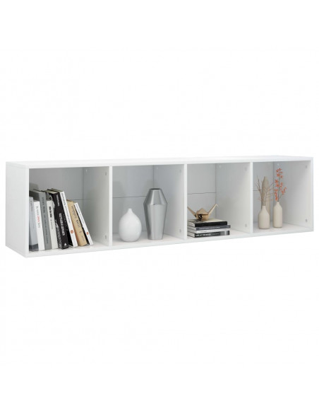 Libreria/Mobile TV Bianco Lucido 36x30x143 cm Legno Multistrato